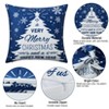 Christmas Pillow Covers 18X18 Inch Set of 4 Navy Blue Christmas Pillow Cases Snowflake Merry Christmas - 3 of 4