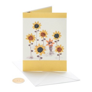 Blank Card Sunflower Girl - PAPYRUS: Multicolor Floral Greeting Card, Botanical Design, Vertical Fold, 7"x5" - 1 of 4