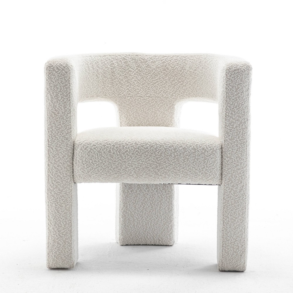Photos - Sofa 28" Wide Boucle Upholstered Square Armchair Cream - Kinwell