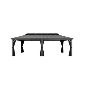 PURPLE LEAF Outdoor Hardtop Gazebo with Double Roof Metal Gazebo,Light Gray - 1 of 4