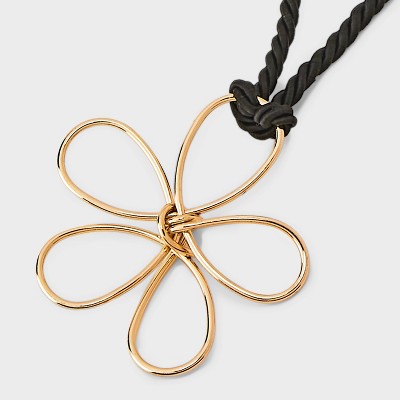 Cord with Wire Flower Choker Necklace - Wild Fable&#8482; Black/Gold_2