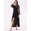 Allegra K Women's Elegant Long Sleeve Off Shoulder Cocktail Bodycon Ruched Split Midi Dress - 2 of 4