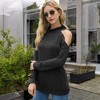 Anna-Kaci Women's Cold Shoulder Long Sleeve Top with Cowl Neck Detail - 3 of 4