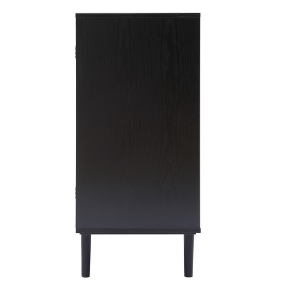 Black and Brown Wood 2-Door Freestanding Storage Cabinet