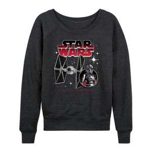 Women's - Star Wars - Tie Fighter And Pilot Lightweight French Terry Wide Neck Long Sleeve Shirt - 1 of 4