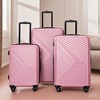 Gulches 3 Piece Luggage Sets ABS Lightweight Suitcase with Two Hooks, Spinner Wheels, TSA Lock, (20/24/28), Pink - 2 of 4