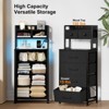WOWLIVE Tall Nightstand with Charging Station and LED, Bed Side Table with 6 Drawers and 3-Tier Wood Storage Shelves for Bedroom - 3 of 4
