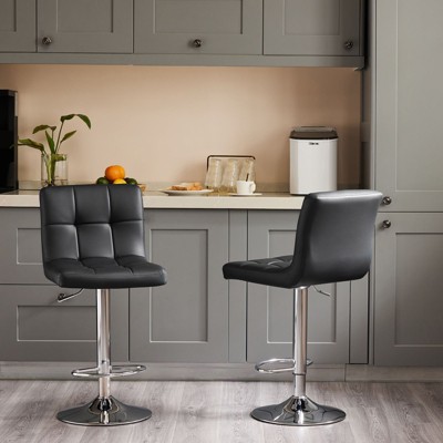 NicBex PU Leather Dining Chairs Set of 2,Modern Upholstered Armless Kitchen Chairs with Built-in Footrest for Dining room,Living Room,Kitchen