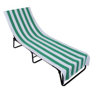 Design Imports Bright Aqua Stripe Lounge Chair Beach Towel With Top Fitted Pocket 26X82 - 1 of 4