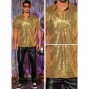 INSPIRE CHIC Men's Short Sleeves Club Party Shiny Sequin Polo Shirts - 4 of 4