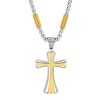 Steeltime 24" two tone stainless steel and 18k gold plated tube link cross pendant - 2 of 4