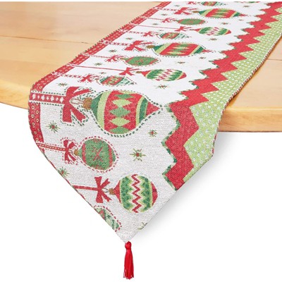 Farmlyn Creek Woven Table Runners for Holiday Decor, Christmas Ornament Design (70 x 13 in)