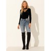INSPIRE CHIC Women's Casual Velvet Long Sleeve Choker Neck Heart Dots Mesh Panel Top - 2 of 4