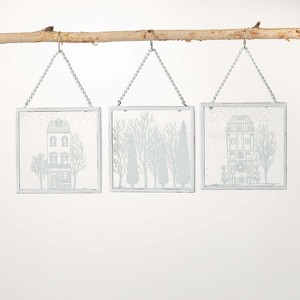 Village-Silhouette Ornaments White 5.25"H Glass Set of 3 - 1 of 2
