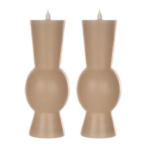 LED Flameless Candle Set Of 2 With Moving Flame 10.25 Inch Height For Indoor Lighting Grey By Melrose - 1 of 3