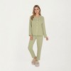 Anna-Kaci Lounge Women's 2-Piece Set Long Sleeve Button Front Pajama Top with Lace Trim Collar and Relaxed Fit Pants - 2 of 4