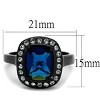 Slickblue Stainless Steel Ring with Montana Blue Synthetic Glass, Black Finish, Clear Stones, Sizes 5-10 - 2 of 4
