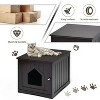 LunaLulinlk Brown Indoor cat house with lid, hidden litter box fence, cat furniture cabinet with lid - 2 of 4