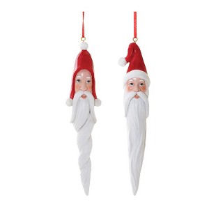 Melrose Carved Santa Drop Ornament (Set of 6) - 1 of 3