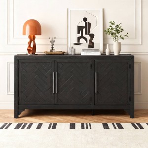 Luxystar Sideboard Cabinet with MDF+Pine veneer and Adjustable Shelves for Living Rooms and Entrance, Black - 1 of 4
