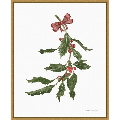 16" x 20" Peace and Joy Holly Framed Wall Canvas - Amanti Art