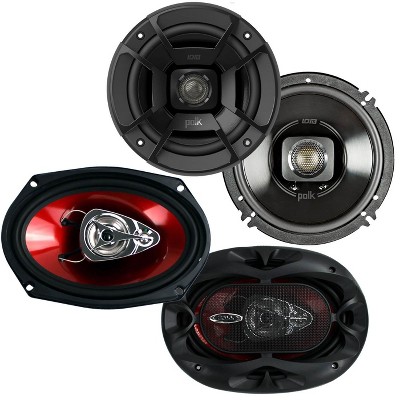 Polk Audio 6.5" 300W 2 Way Marine Speakers + Boss 6x9" 3 Way 400W Car Speakers
