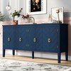 Timeless 4-Door Sideboard Cabinet with Geometric Line Design & Vintage Metal Handles, Ideal for Living Rooms, Foyers, and Study Areas - 2 of 4