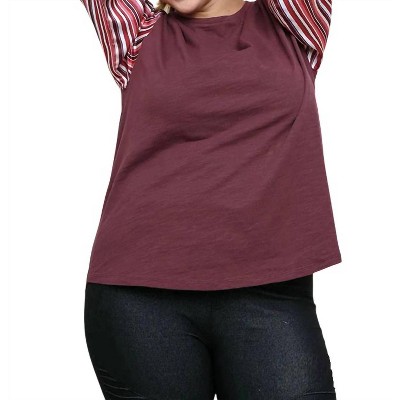 Women's Satin Striped Sleeve Top - umgee