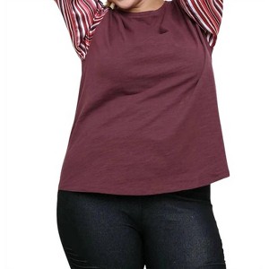 Women's Satin Striped Sleeve Top - umgee - 1 of 4