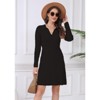 WhizMax Women's 2024 Long Sleeve Mini Sweater Dress V Neck Ribbed Knit A Line Pleated Swing Short Dresses - 2 of 4