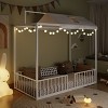 KTMBDW Twin/Full Size Montessori Floor Bed, Metal House Bed Frame for Kids, Montessori Floor Beds with Fence, Canopy Platform Bed - 3 of 4