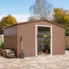 10x8 ft Outdoor Storage Shed, Galvanized Steel Garden Shed with Lockable Door, Gray/Brown - 2 of 4