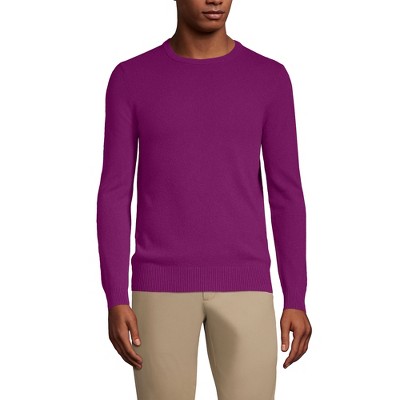 Lands' End Men's Fine Gauge Cashmere Crewneck Sweater - Small - Fuchsia Plum