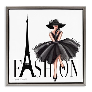 Stupell Industries Parisian Fashion Illustration Black Framed Floater Canvas Wall Art - 1 of 4