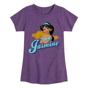 Girls' - Disney Princess - Jasmine Headshot Fitted Short Sleeve Graphic T-Shirt - 1 of 4