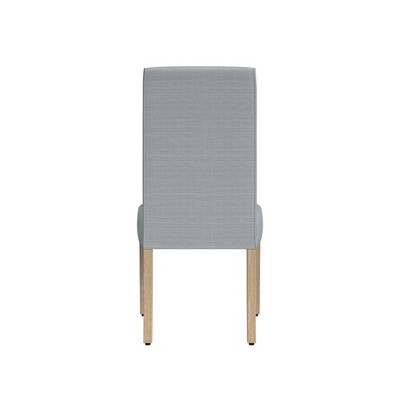 Light Gray Upholstered Parsons Side Chair with Wood Legs, Set of 2