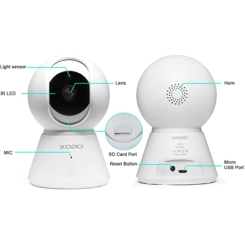 XODO E6 Wireless Wi-Fi Security Camera 1080P HD Baby Monitor 2 Way Audio, 3 of 6
