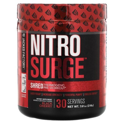 Jacked Factory Nitro Surge, Shred Thermogenic Pre-Workout, Black Cherry, 7.61 oz (216 g)
