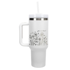 Elanze Designs You Are Loved Flower Garden 40 oz. Stainless Steel, Large Water Bottle Coffee Mug, Spill & Leak Resistant, Thermal Travel Tumbler with - 1 of 1