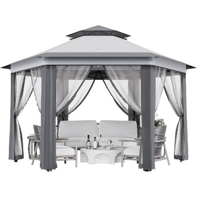 13x13 Pop Up Canopy Tent, Instant Portable Shelter for Outdoor Backyard Parties Heavy Duty Foldable Gazebo with Mosquito Netting with Carrying Bag