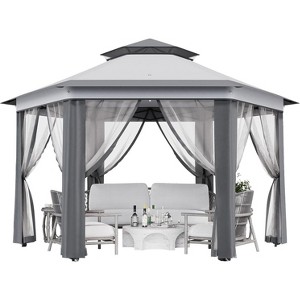13x13 Pop Up Canopy Tent, Instant Portable Shelter for Outdoor Backyard Parties Heavy Duty Foldable Gazebo with Mosquito Netting with Carrying Bag - 1 of 4