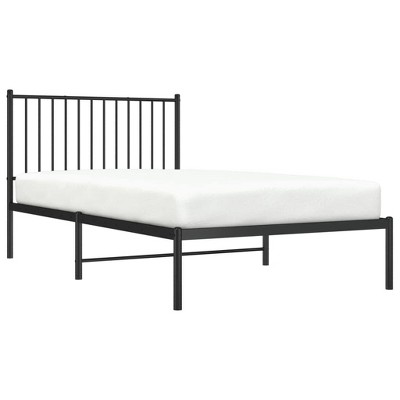 vidaXL Durable Metal Single Bed in Black - 39.4"x74.8" Steel Frame, Includes Headboard and Under-Bed Storage Space