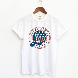 Simply Sage Market Women's Happy Fourth Circle Short Sleeve Garment Dyed Tee - 1 of 4