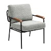 VYNXARIA Modern Accent Chair with Natural Wood Armrests and Black Metal Frame, Light Gray Upholstered Seat and Backrest,Set of 1,Gray - 3 of 4