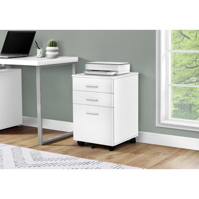 File Cabinet, Rolling Mobile, Storage Drawers, Printer Stand, Office, Work, White Laminate, Contemporary, Modern