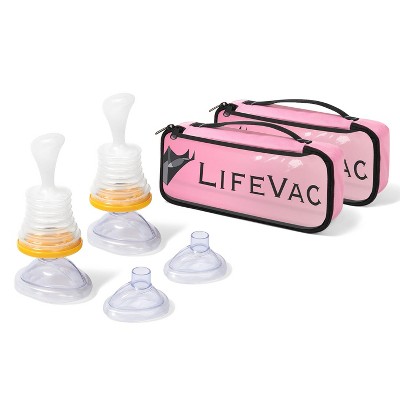 LifeVac Pink Travel Kit 2 Pack - Portable Suction Rescue Device, First Aid Kit for Kids and Adults, Portable Airway Suction for Children and Adults