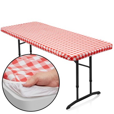 Lann's Linens Fitted Vinyl Tablecloth with Flannel Backing