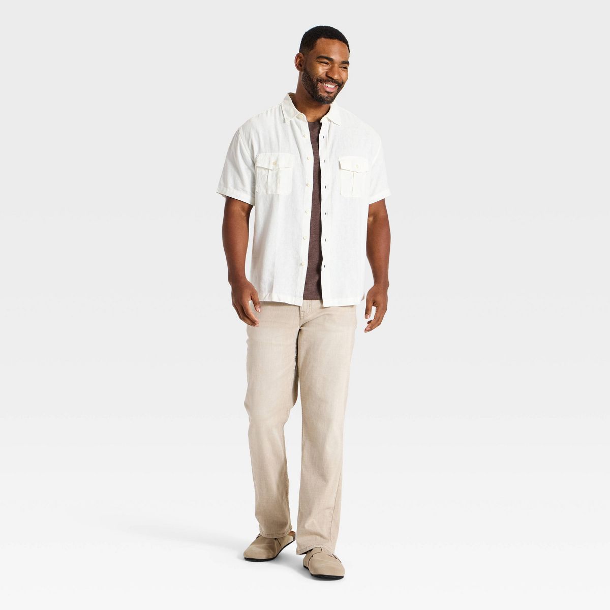 Men's Short Sleeve Linen-Blend Utility Button-Up Shirt - Goodfellow & Co™ - thumbnail 6