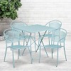 Emma and Oliver Commercial Grade 28" Square Sky Blue Folding Patio Table Set-4 Round Back Chairs - image 2 of 4