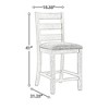 Royal Hampton Barstool Chair Set of 2 | Padded Seats and Ladderbacks | Dual Tone Weathered White Brown - 3 of 4